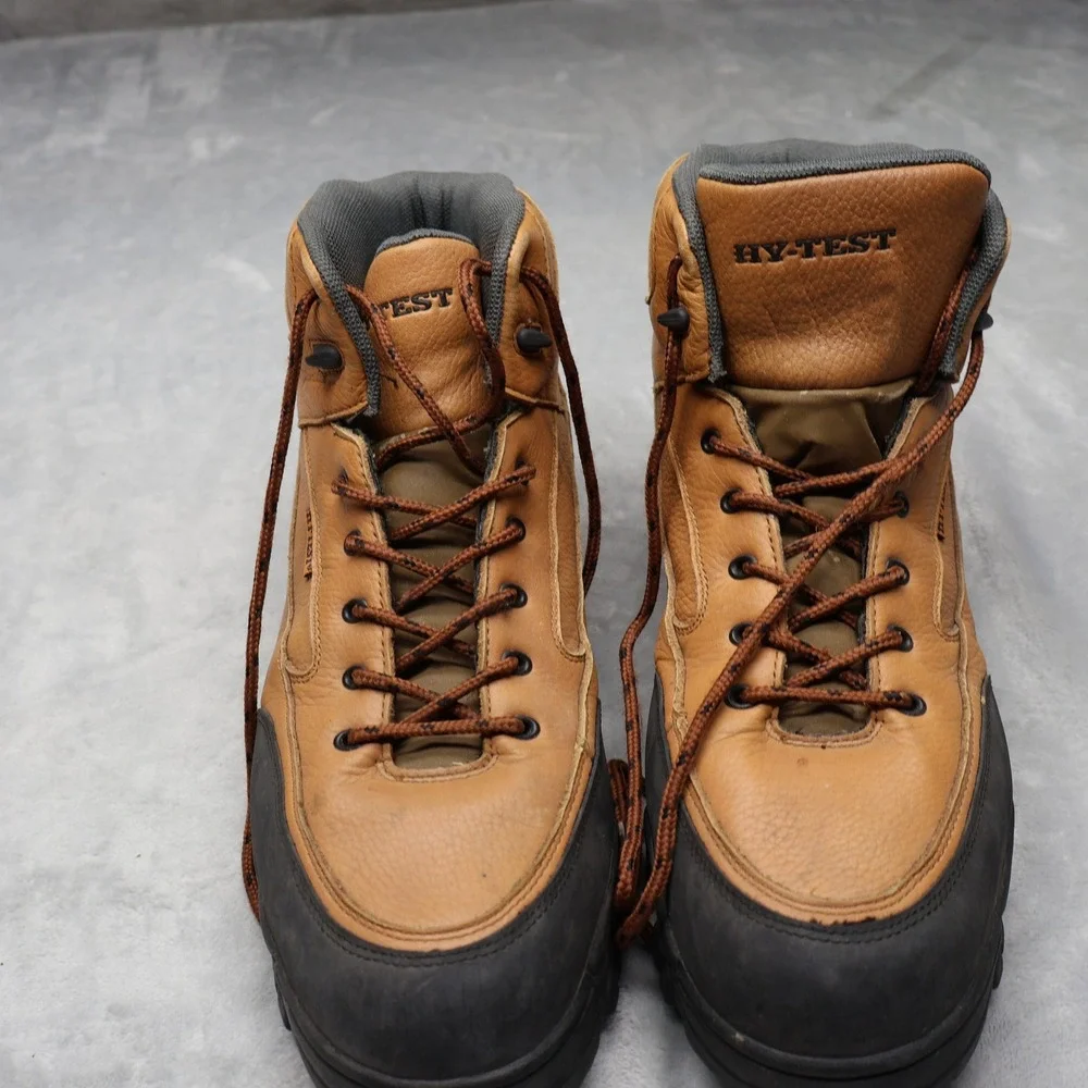 Hytest Mens 15 Wide Hiking Boots Brown Leather Rugged Steel‎ Toe Hiker Wide Work